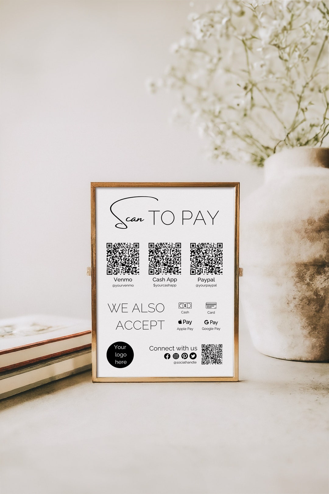 Cartello Personalizzato Con Codice QR - In Acrilico Per Social Media E Pagamenti - Foto 7