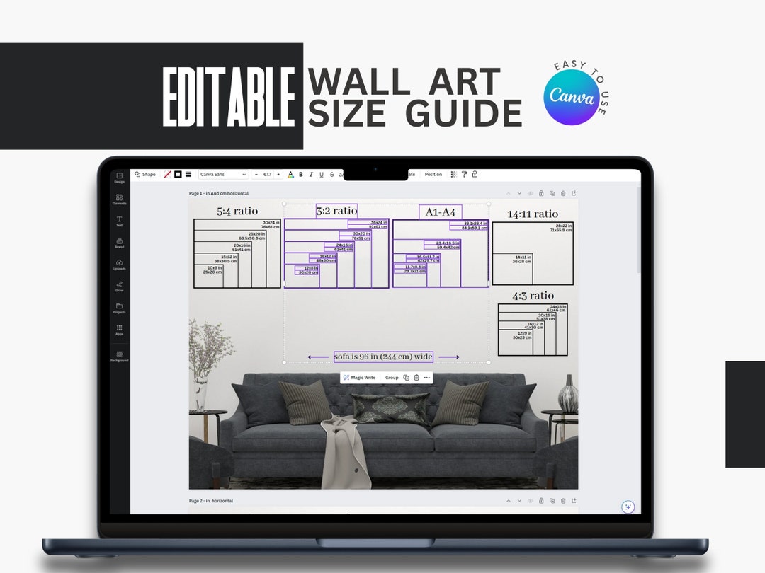 Visual Size Chart for Digital Artwork With Canva Templates Simplified ...