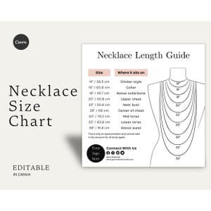 Halskette Größentabelle Vorlage, Halskette Größentabelle, Schmuck Länge Canva Template für Business Social Media Shop