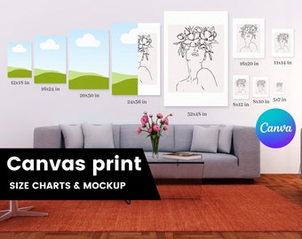 Canvas Size Guide Mockup: Wall Art Sizing (Canva Template)