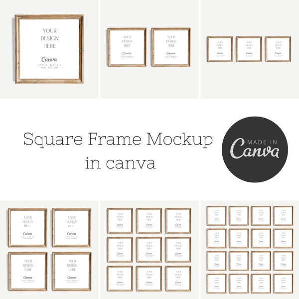 Square Frames Bundle | Home Interior Decor | Blank Wall Art Mockup | Square Frame Mockup / Simple Minimalist Framed Art Display