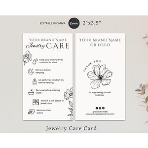 Editable Jewelry Care Card Template | Customizable Jewelry Care Instructions | Printable Earring Care Card | Boho Jewelry Care Instructions