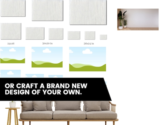 Canvas Size Guide and Smart Mockup: Horizontal Wall Art Prints, Editable  Wall Art Size Guide, Frame Size Guide, Art Size Guide,customizable 