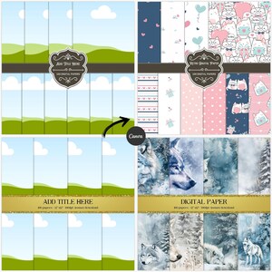 canva Digital Paper Mockup Template | Seamless Pattern Mockup, Etsy Thumbnail Mock Up | Wrapping Paper Mockup | Paper Pack Mockup
