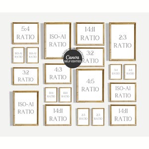 Vintage Wood Frame Gallery Wall Mockup: Canva Art Print Set