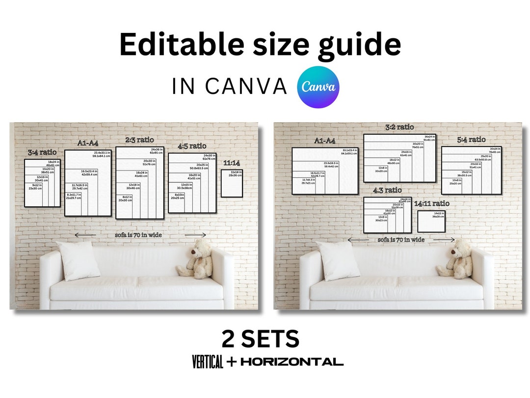 Art Size Guide: Printable Frame Size Comparison (canva Editable ...