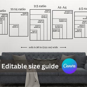 Editable Wall Art Size Guide, Frame Size Guide, Print Size Guide ...