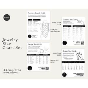 Bearbeitbare Halsketten-Größentabelle - Bearbeitbare Schmuck-Shop-Vorlagen, Armreif-Größentabelle, Ring-Größentabelle, Fußkettchen-Größentabelle