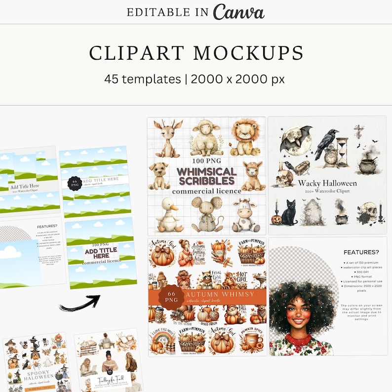 Canva Clipart Mockup Templates: Etsy Listing Images (Digital Download) image 1