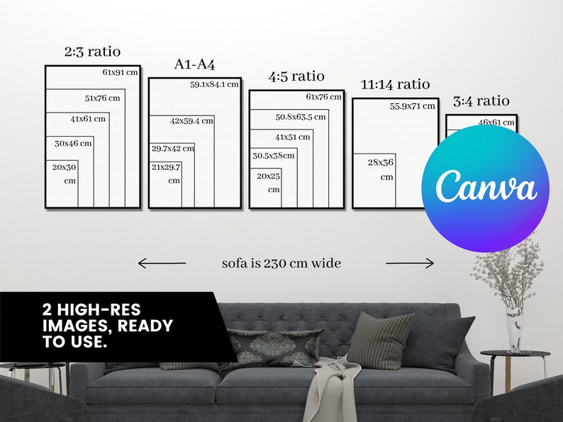 Size Guide for Digital Artwork With Multiple Aspect Ratios Etsy