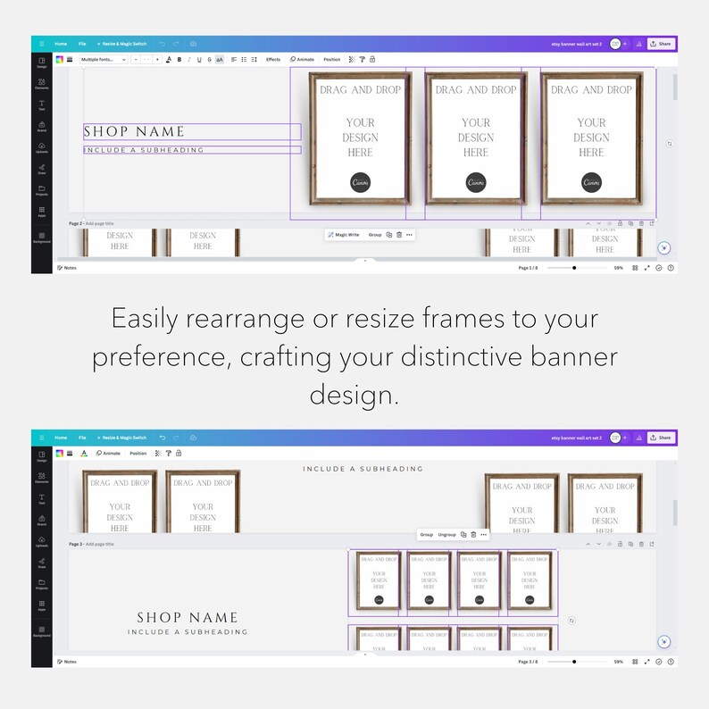 Subheading Frame Etsy Shop Banner Mockup: Frame Mockup Canva Template (digital Download ...