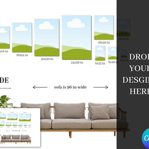 Two Sets Canvas Sizes Smart Mockup, Editable Canvas Size Guide Mockup ...