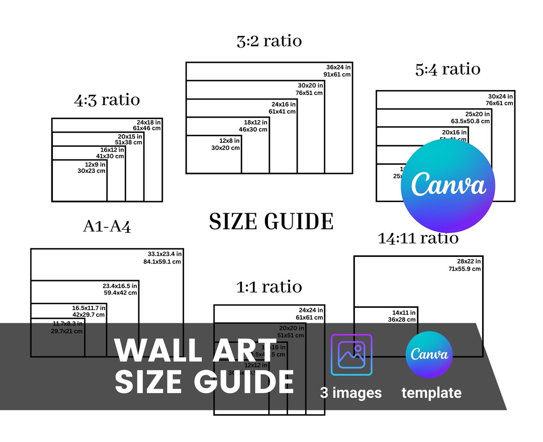 Minimalist Horizontal Art Size Guide , Horizontal Frame Size Guide