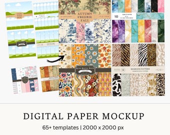 Canva Digital Paper Mockup Template: Seamless Pattern, Etsy Thumbnail (PDF)