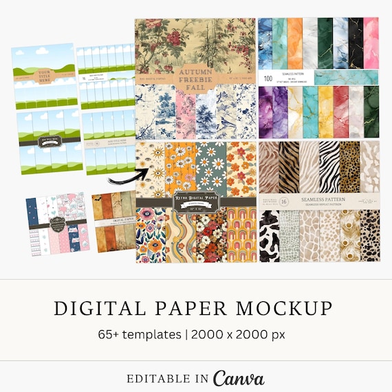 Canva Digital Paper Mockup Template: Seamless Pattern, Etsy Thumbnail (PDF)