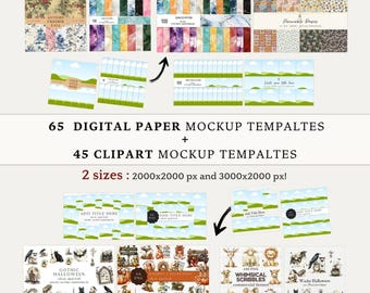 Etsy Mockup Templates: Clipart & Digital Paper (Canva PDF)