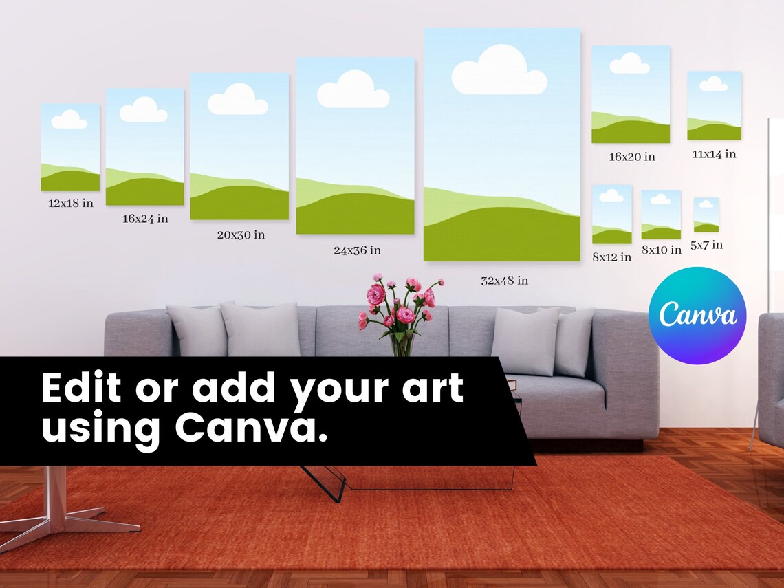 Canvas Wall Art Size Guide Mock Up Canvas Comparison Wall Etsy