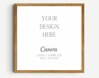 Square Wood Frame Mockup: Canva Wall Art Template