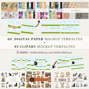 Etsy Mockup Templates: Clipart & Digital Paper (Canva PDF)