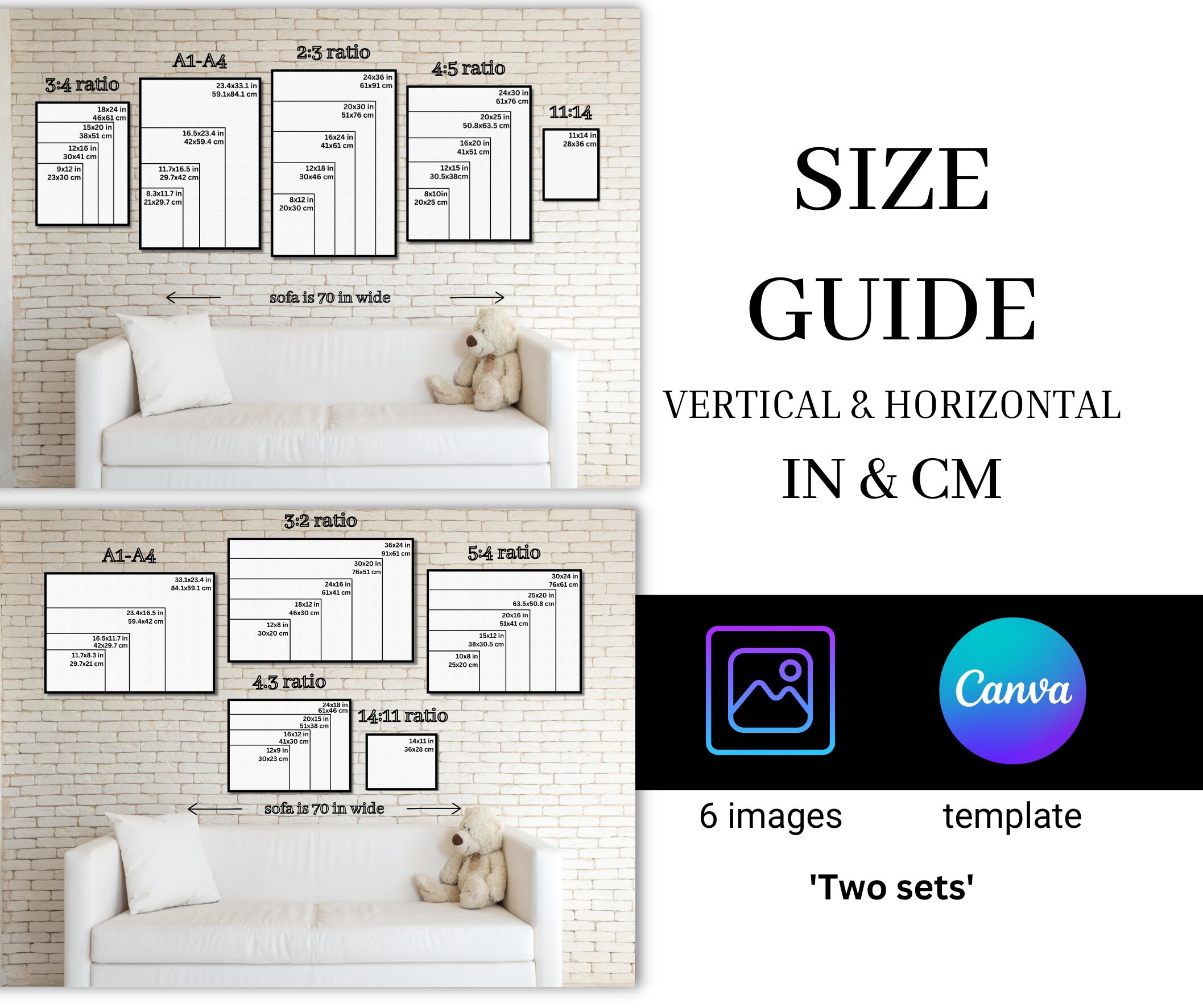 Art Size Guide: Printable Frame Size Comparison (canva Editable ...