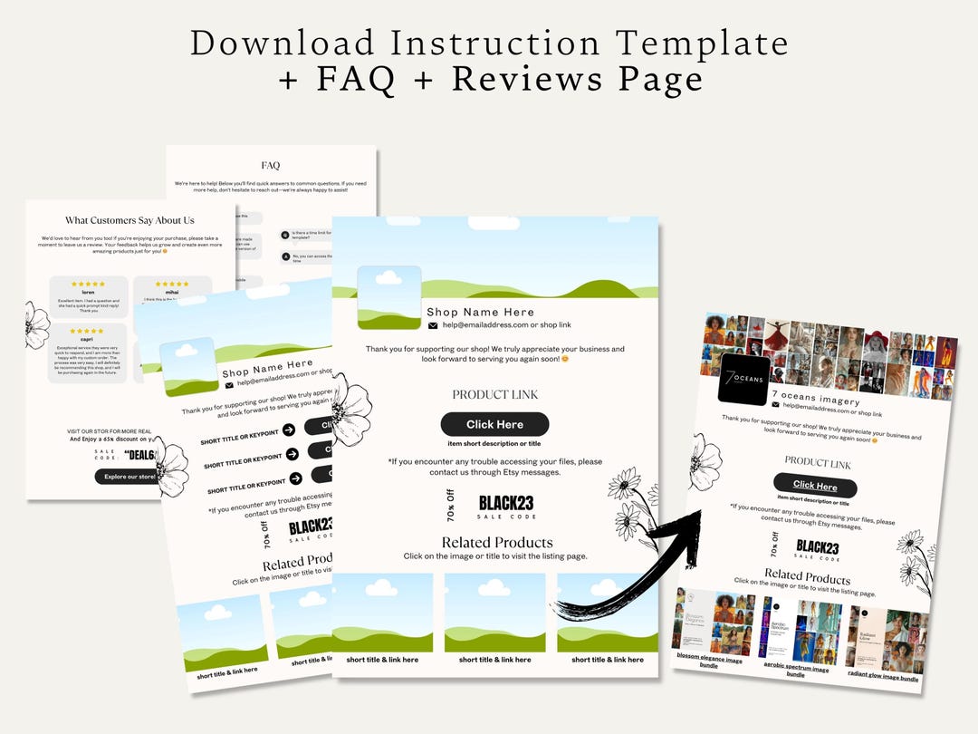Etsy Listing Template: Digital Download Instructions, FAQ, Reviews ...