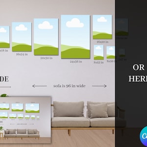 Two Sets Canvas Sizes Smart Mockup, Editable Canvas Size Guide Mockup ...