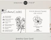 Minimalist Jewelry Care Card Template: Printable Thank You Insert (Canva Editable)