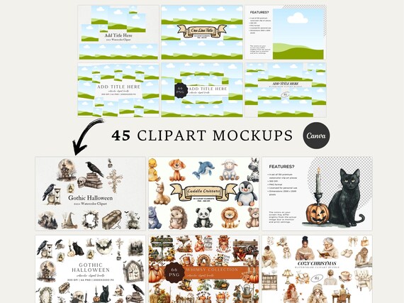 Etsy Listing Mockup Templates: Canva Clipart, Drag-and-Drop (PDF)