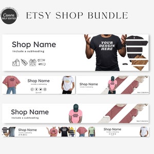 Kit de loja Etsy | Kit de banner | Kit de marca de loja Etsy | Modelo de banner Etsy editável no Canva, modelo de capa de foto Etsy faça você mesmo