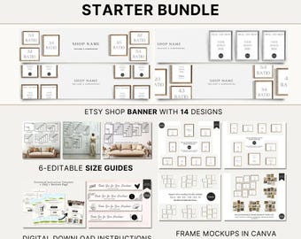 Etsy Shop Kit: Art Shop Branding Bundle - Banner, Mockup, Size Guide (Canva)