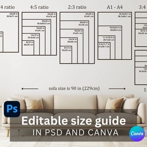 Guía de tallas para obras de arte digitales con múltiples relaciones de aspecto / Tabla de tallas de plantillas de Canva: una guía completa para obras de arte digitales