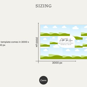 Puede incluir: Una plantilla digital para una publicaci&oacute;n en redes sociales o un proyecto de dise&ntilde;o gr&aacute;fico. La plantilla presenta un cielo azul con nubes blancas y colinas verdes. El texto "Add Title Here" est&aacute; en un c&iacute;rculo blanco con un contorno negro. La plantilla tiene 3000 p&iacute;xeles de ancho por 2000 p&iacute;xeles de alto.