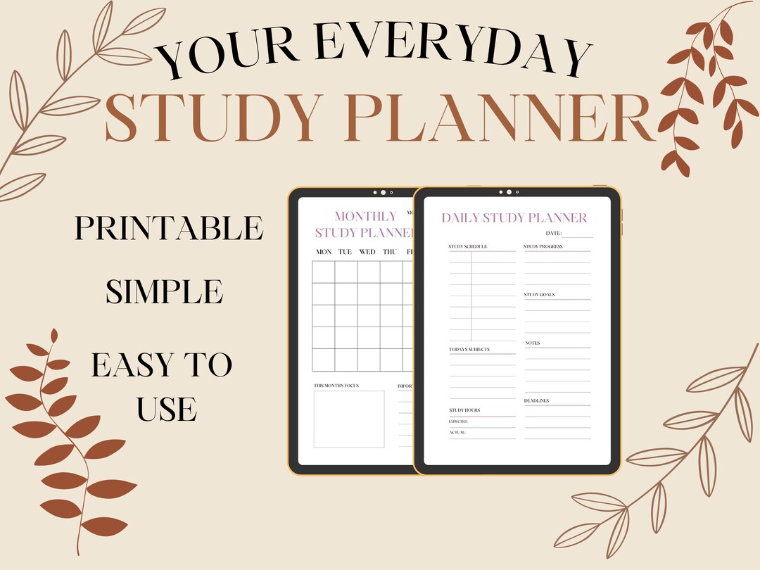 Printable Study Planner Exams Planner Planner for Students Etsy