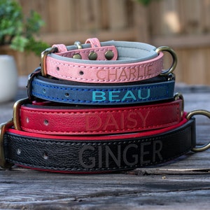Collar de perro personalizado con nombre, collar de cuero para gato, collar de perro personalizado, collar de cuero personalizado, collar de perro de cuero grabado