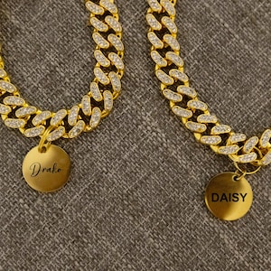 Lightweight Cuban Link Dog Chain, Gold Custom Pet Chains, Dog Gift, Dog Collar Necklace, Cat Collar Necklace, Gold, Puppy Chains