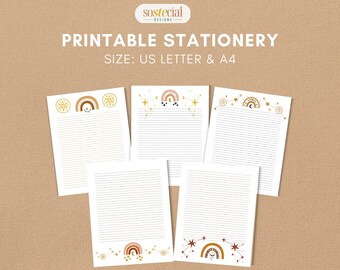 Printable Stationery Paper A4 &amp; 8.5x11 Lined Unlined - Etsy