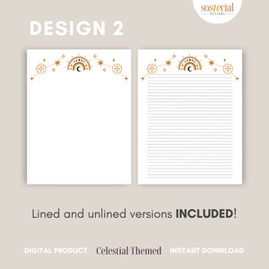 Celestial Galaxy Moon Stars Rainbow Themed Printable Stationery A4 US ...