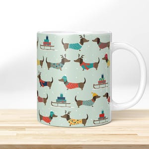 Christmas Dachshund Mug – Funny Dog Mug Gift Idea | Printed Coffee Mug with Dachshund Motif | Humorous Christmas Mug with Name Weiss