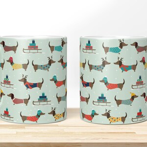 Christmas Dachshund Mug – Funny Dog Mug Gift Idea | Printed Coffee Mug with Dachshund Motif | Humorous Christmas Mug with Name image 4