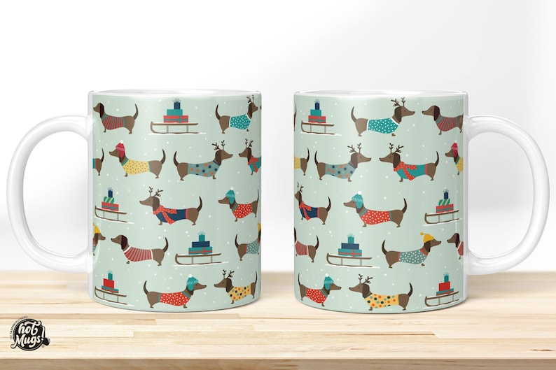 Christmas Dachshund Mug – Funny Dog Mug Gift Idea | Printed Coffee Mug with Dachshund Motif | Humorous Christmas Mug with Name image 4