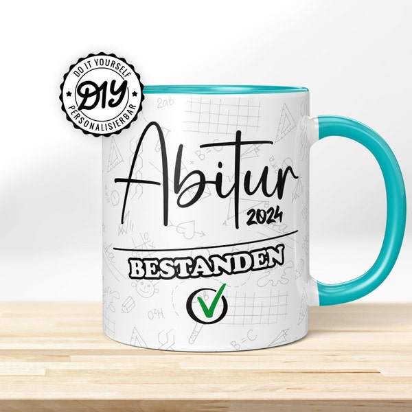 Geschenk zum Abi / Abitur 2024 | Individuelles Abiturgeschenk zum bestandenen Abschluss | Hochwertige ABI-Tasse personalisierbar mit Namen!