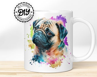 Geschenk für Hundeliebhaber | Haustier Erinnerungsgeschenke mit Namen | individuelle Hundegeschenke mit Text | personalisierte Mops Tasse