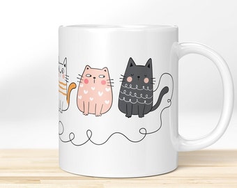 Cat-Doodle » Motivtasse. Bedruckte Kaffeetasse | Kaffeebecher liebevoll bedruckt mit Katzen-Design – Lustige Katzen-Tasse, schönes Geschenk!