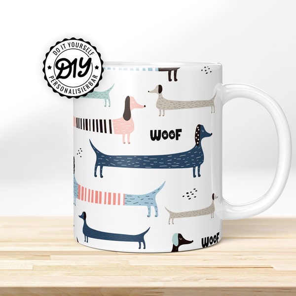 Dackel Doodle » Motivtasse. Bedruckte Kaffeetasse | Kaffeebecher mit liebevollem Dackel-Design bedruckt – Lustige Tasse, schönes Geschenk!