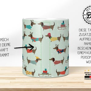 Christmas Dachshund Mug – Funny Dog Mug Gift Idea | Printed Coffee Mug with Dachshund Motif | Humorous Christmas Mug with Name image 2