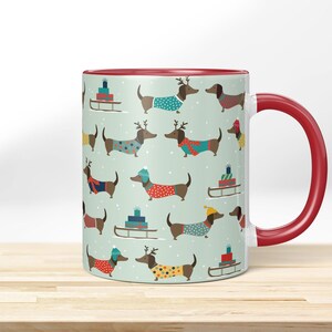 Christmas Dachshund Mug – Funny Dog Mug Gift Idea | Printed Coffee Mug with Dachshund Motif | Humorous Christmas Mug with Name Rot