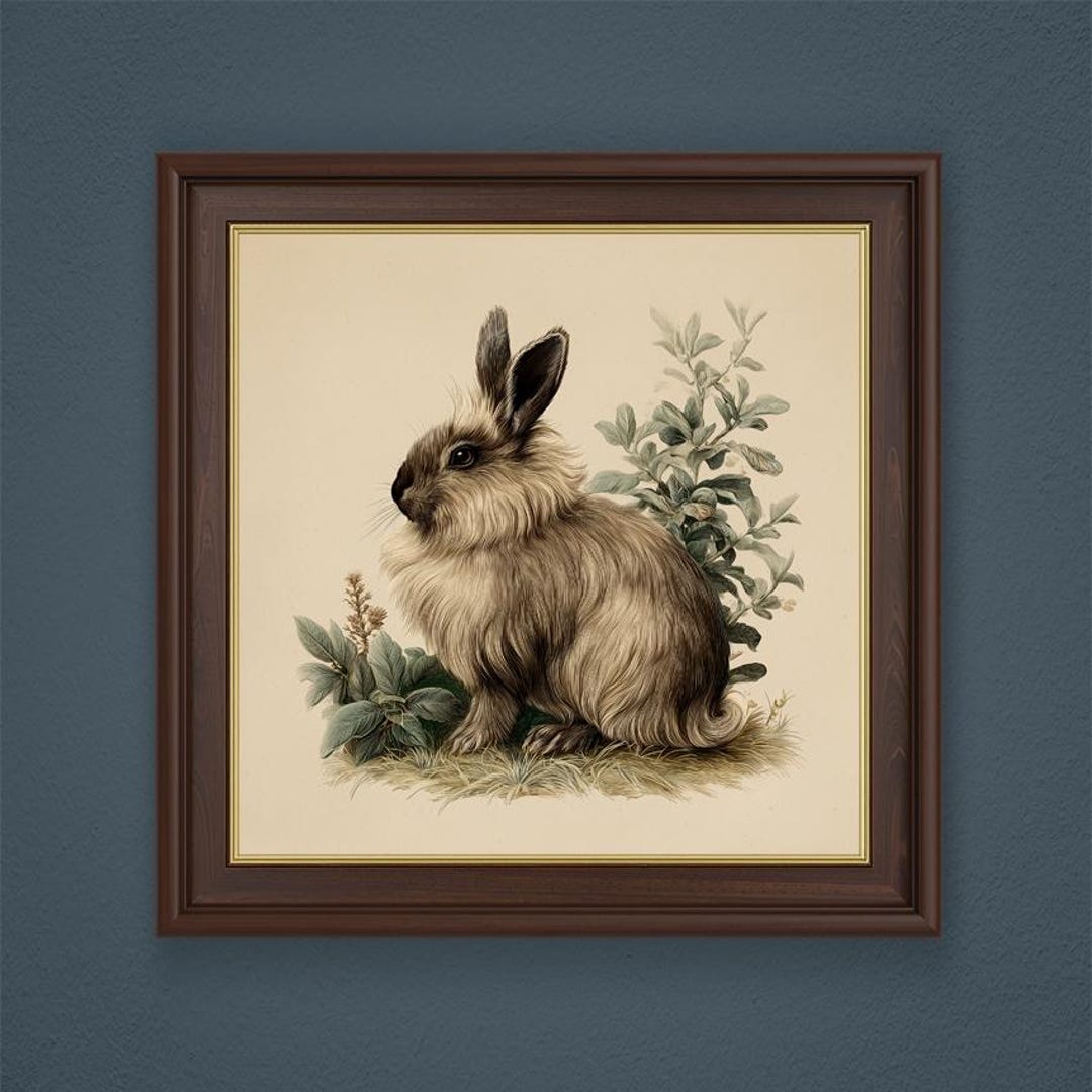 Vintage Long-haired Rabbit Illustration: Antique Rabbit Art Print ...