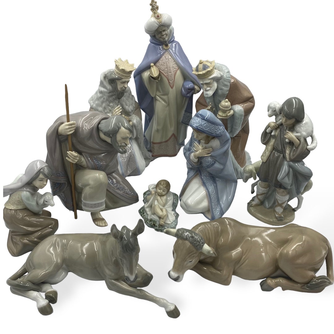 BOXED Lladro Large 10 Piece Nativity Set 5400 scene, Christmas