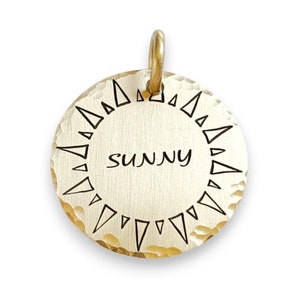 Personalized Sunny Dog ID Tag: Engraved Brass Pet Name Tag