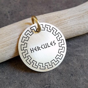 Hercules Dog ID Tag | Fire-Soldered Heavy Gauge Brass, Copper, Stainless Steel